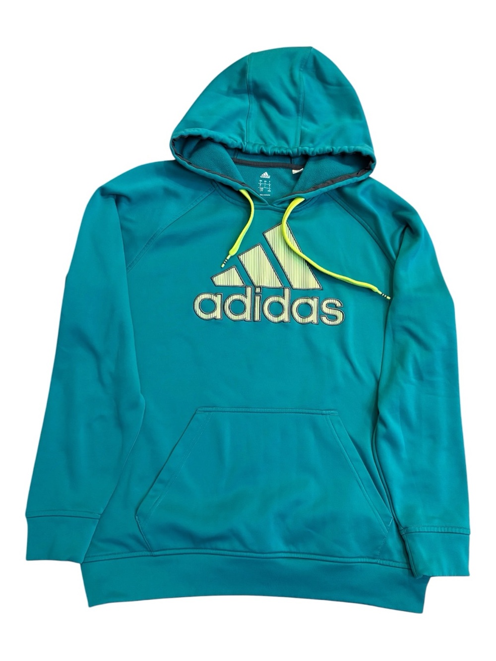 Adidas Fleece Hoodie Graphic Logo 2013 Y2K Vintage Teal Blue Size L